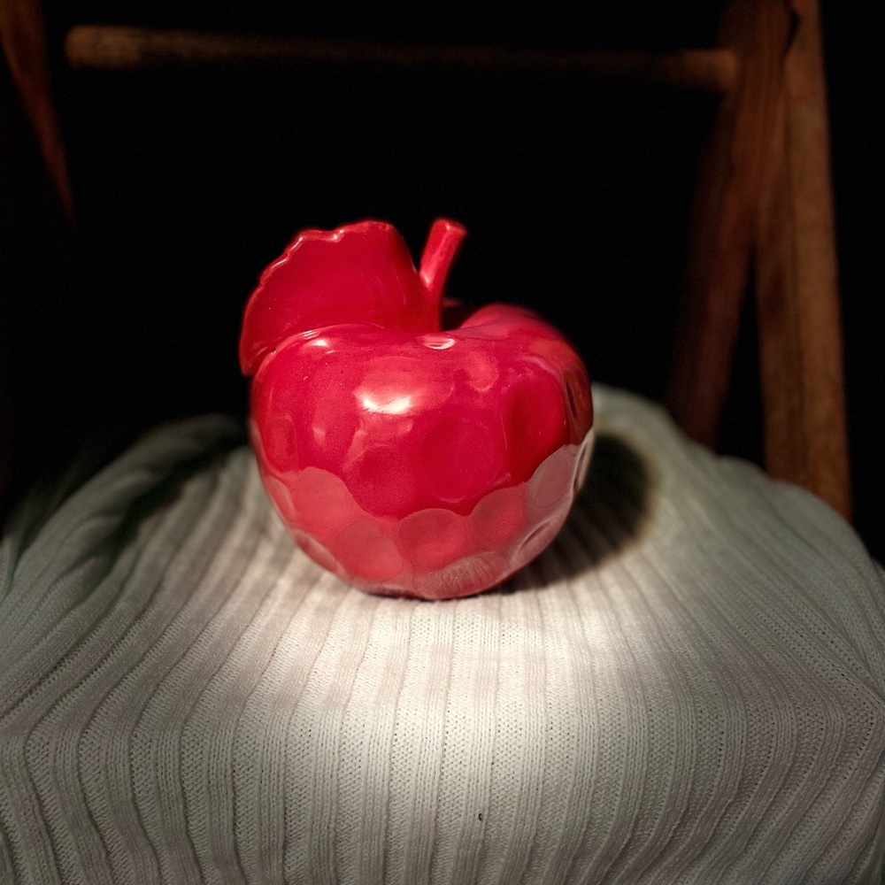 Red Ceramic Apple Sculpture